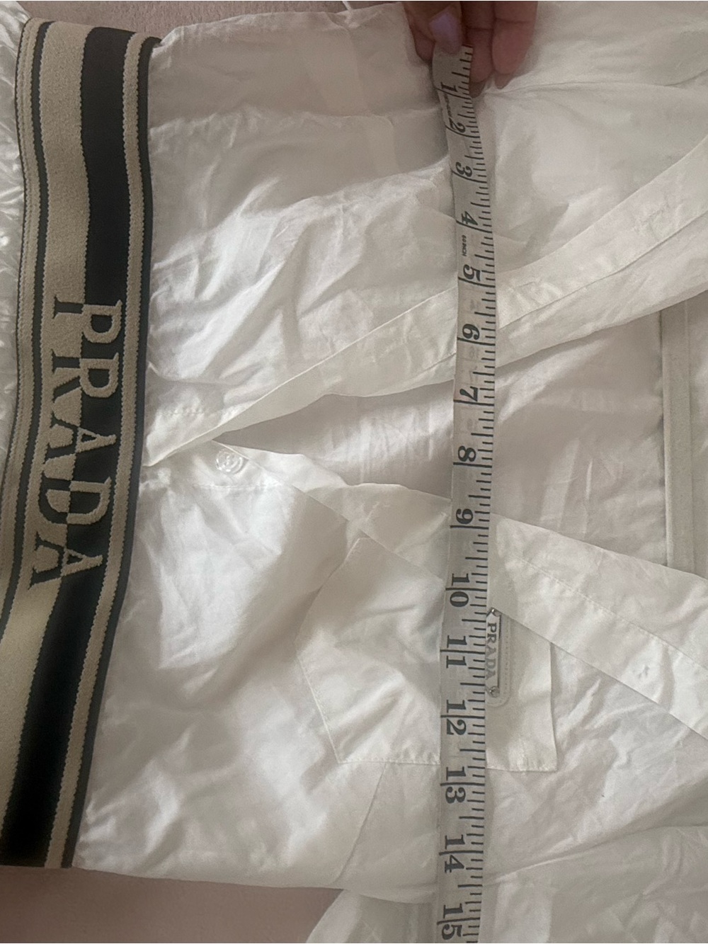 Prada White Midi Shirt Dress with Logo Waistband - Picture 6 of 7